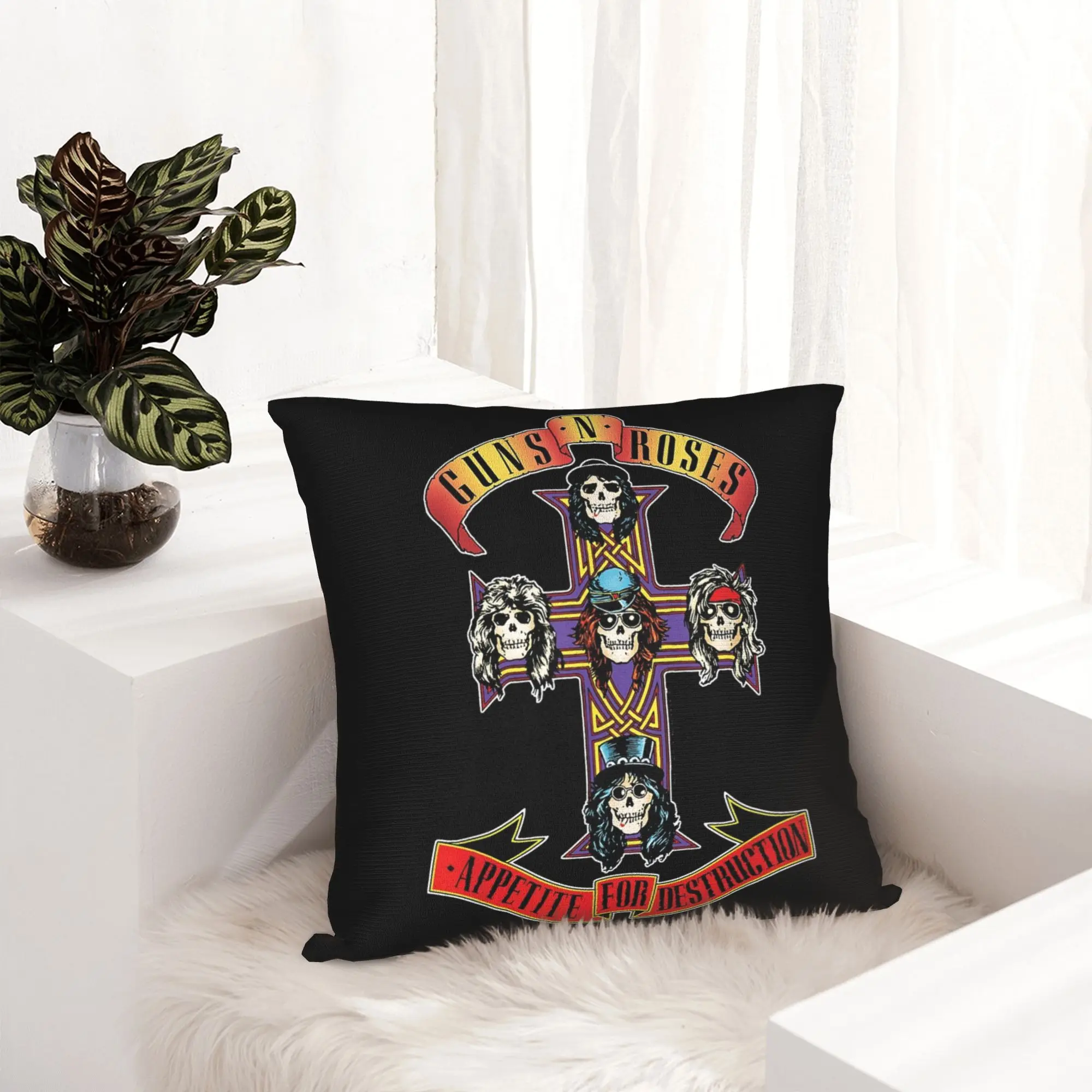 G-Guns N Roses Cross Pillowcase Printing Polyester Cushion Cover Decor  Throw Pillow Case Cover Home Zippered 45X45cm