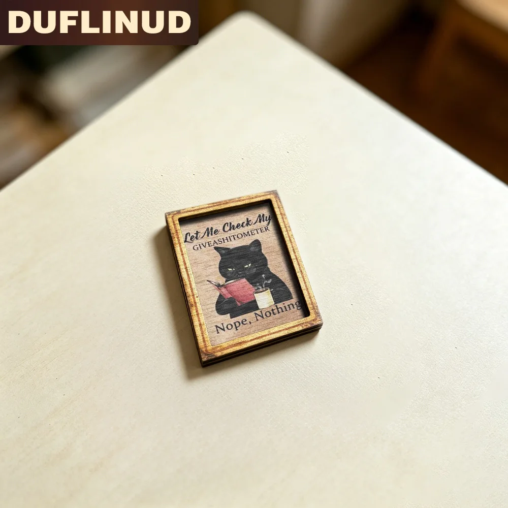 1pcs Funny Reading Black Cat Wooden Fridge Magnet Slogan Style Kitchen Home Office Decor Creative Gift, Full Magnetic Back