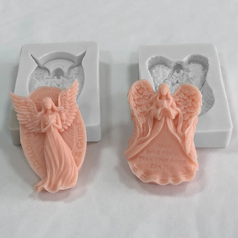 Praying Angel Candle Silicone Mold Diy Wings Angel Figure Aromatherapy Candle Soap Plaster Mold Candle Making Supplies