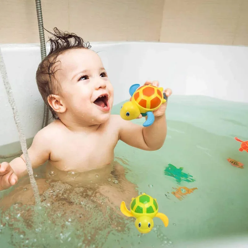 Baby Bath Toys Clockwork Turtle for Toddlers Boys Girls Cartoon Wind Up Bath Toy Water Toys Bathroom Shower Toys Random Color