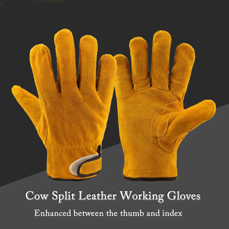 

Cowhide Leather Safety Gloves Anti-Cut Tear-Resistant Work Gloves Driver Home Garden Carrying Welding Gloves Hands Protection