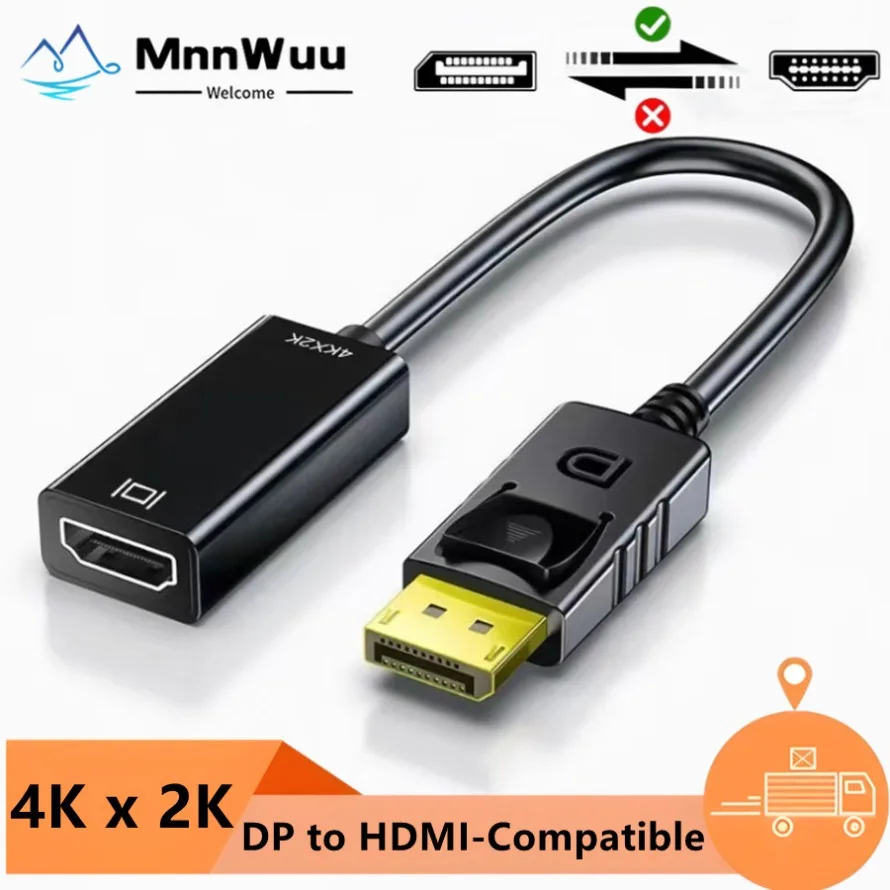 DP to HDMI-compatible Converter Cable 4K DisplayPort to HDMI-compatible Video Audio Cable Adapter For PC Computer HDTV Projector
