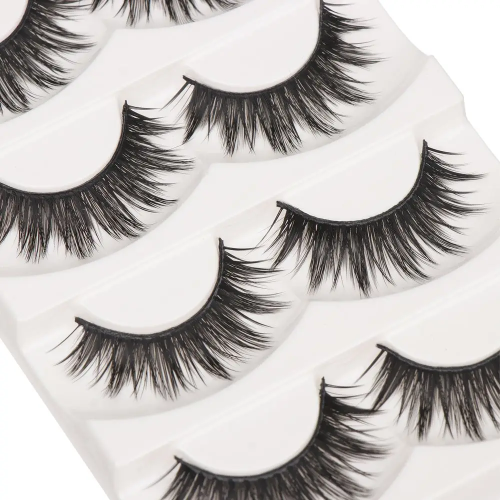 5 ペア美容ナチュラルクロス厚い黒つけまつげまつげエクステンション手作り