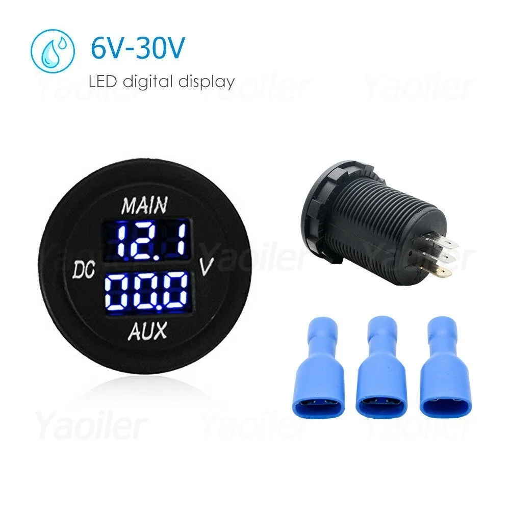 DC 6V-60V Digital Voltage Meter Car Motorcycle Voltmeter Voltage Tester Measurement for Car Motorcycle ATV Boat Yacht Voltmeter