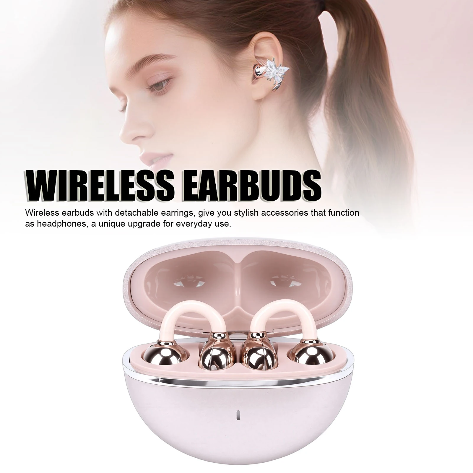 Sports Earphones Wireless Earbuds  Headphones with Detachable Earrings Comfort Snug Fit for Women Gifts Sports Workouts