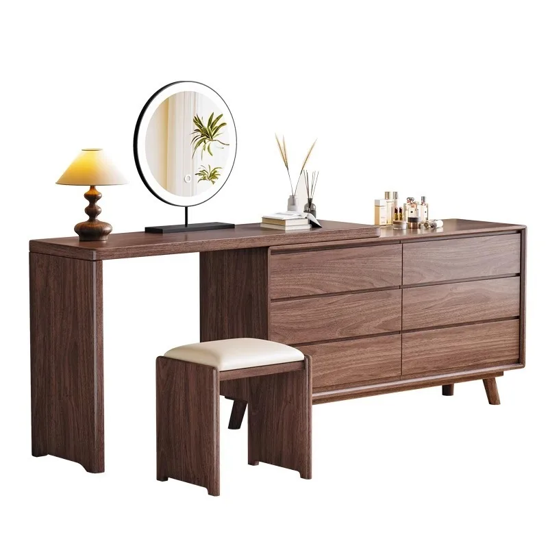 

Black walnut light luxury dresser small apartment bedroom simple modern makeup table