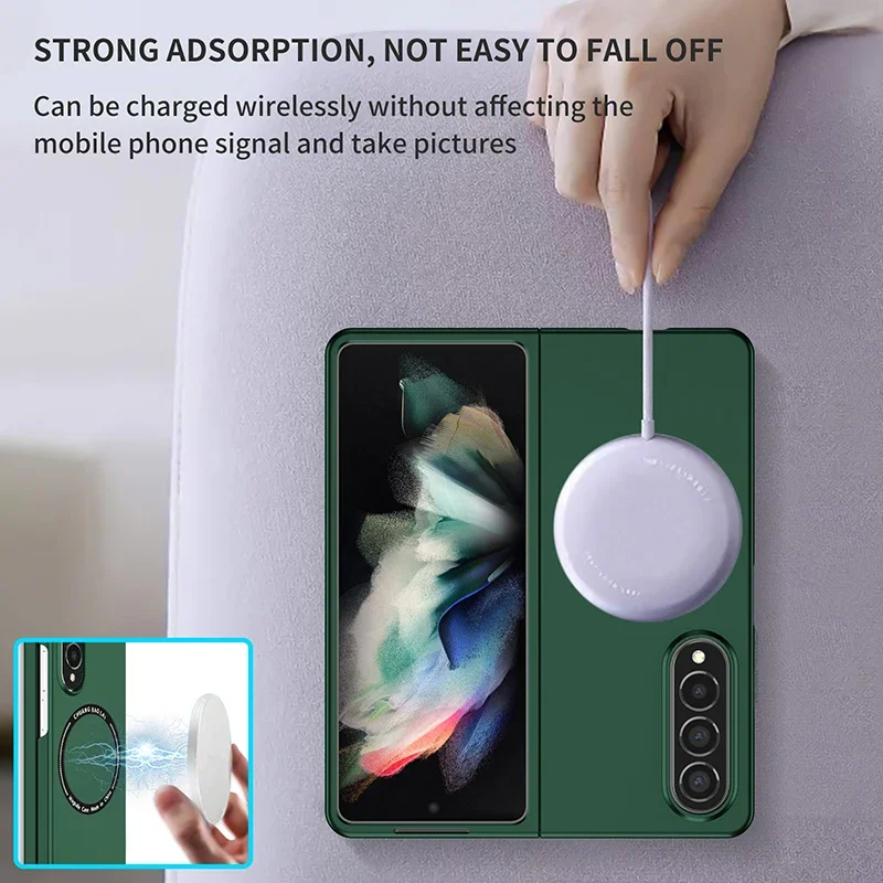 Case for Galaxy Z Fold 5 3 4 2 1 Magnetic Wireless Charging Drop Protection Anti Scratch Hard Cover Case for Z Fold Black Green