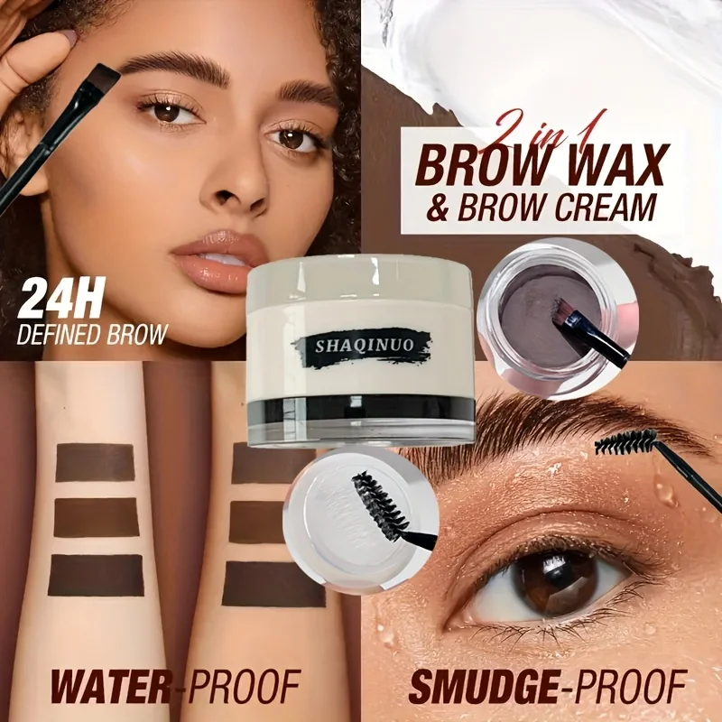 2-w-1 Pomada i żel do brwi Naturalny, długotrwały, łatwy w aplikacji, wodoodporny krem do brwi dla trójwymiarowych brwi