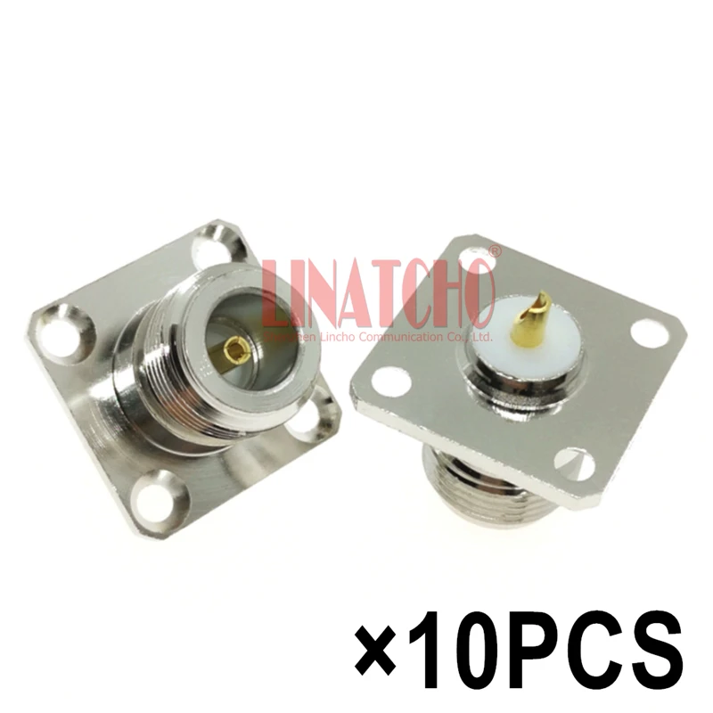10PCS Car Radio Antenna Socket Plug RF N Female Flange 4 Holes Panel Mount Connector Adaptor