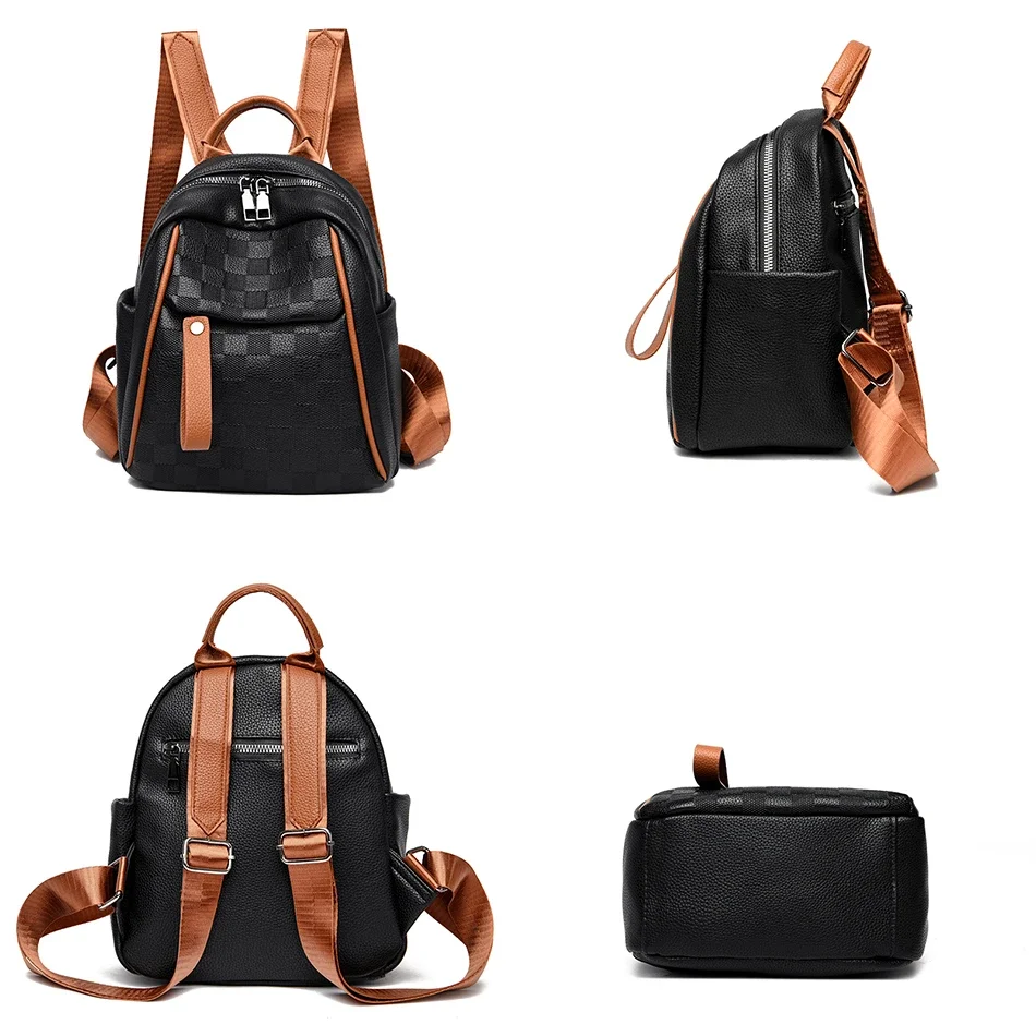 Fashion Casual Women Backpacks Luxury Designer Soft Leather Bagpacks Female Small School Bags for Teenage Girls Mochila Feminina