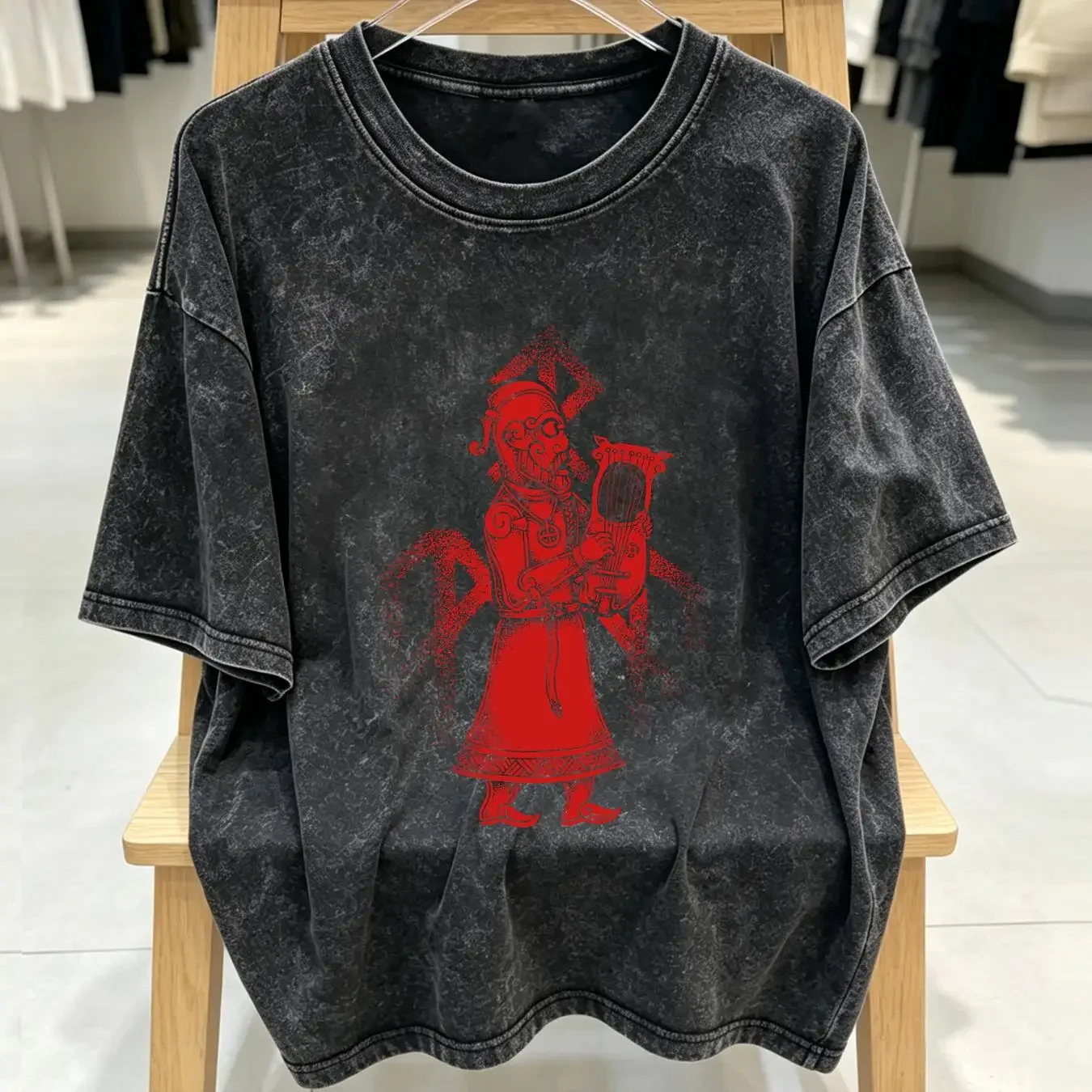 washed T Shirt Men's Wardruna Skald XX Large Black vintage Washed Soft Casual Comfortable Slightly streetwear Stretched homme