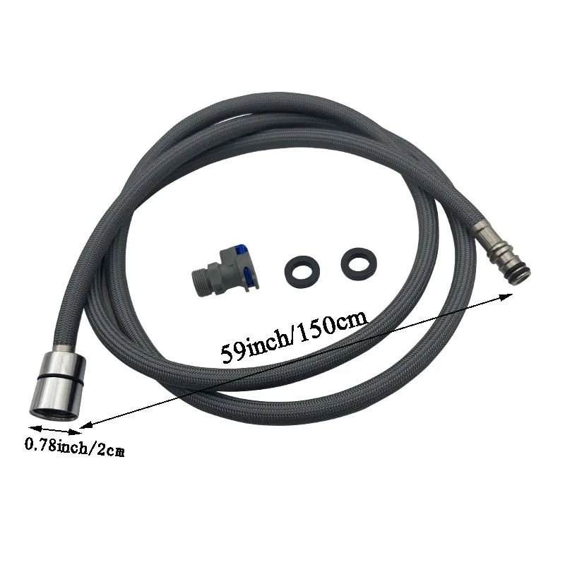 Bourdillat F1/2 M15*1 Replacement Faucet Hose Quick Connect Pull Out Hose Nylon Hose Tube Gray / Black 150cm Kitchen Accessories