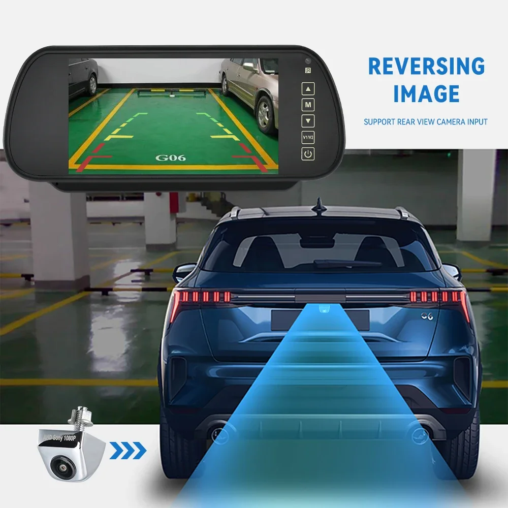 MJDOUD 7 Inch Car AHD Mirror Monitor for Vehicle Parking 7\