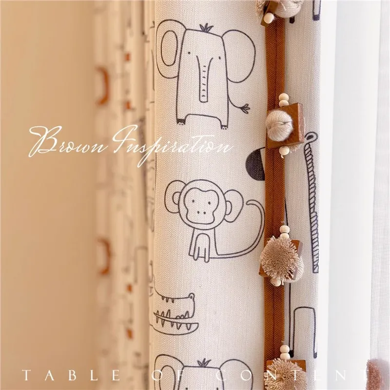 

Cute Pet Paradise Cartoon Cream Wind Children's Room Blackout Chenier Jacquard Bedroom Lace Curtains