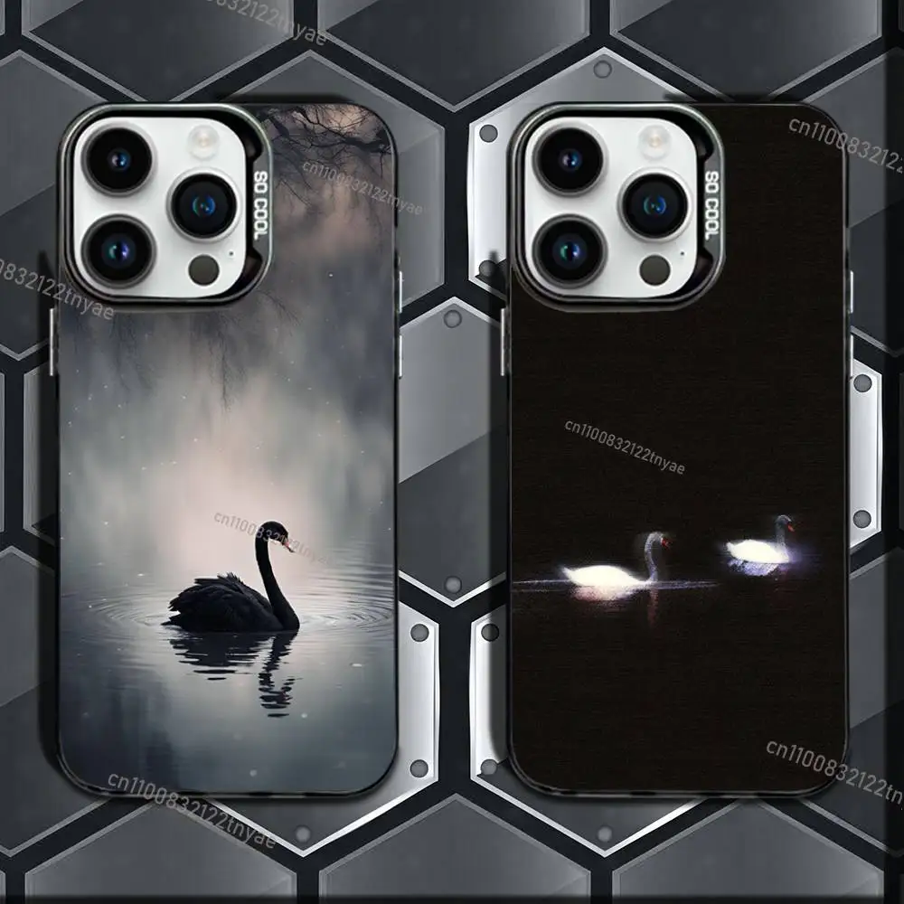 

Elegant Swan Phone Case IMD Phone Case For IPhone 17,16,15,14,13,12,11 Pro Max Plus Color Silver Cover
