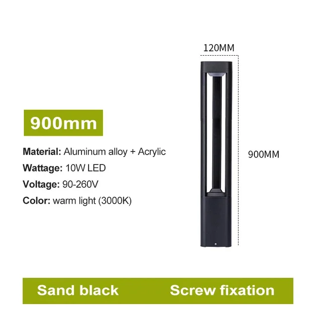 IISINUO LED Bollard Landscape Light Black 6