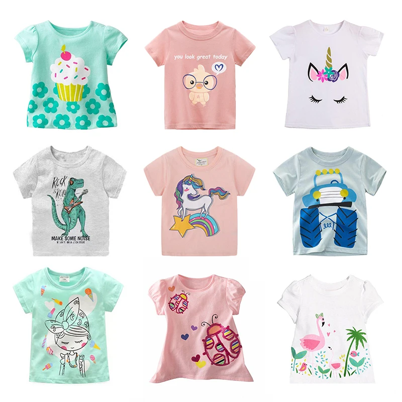 

Boys Dinosaur T-shirts Cartoon Printed Girls Tees Children Tops Short-sleeve Clothes for Summer Kids Outfits