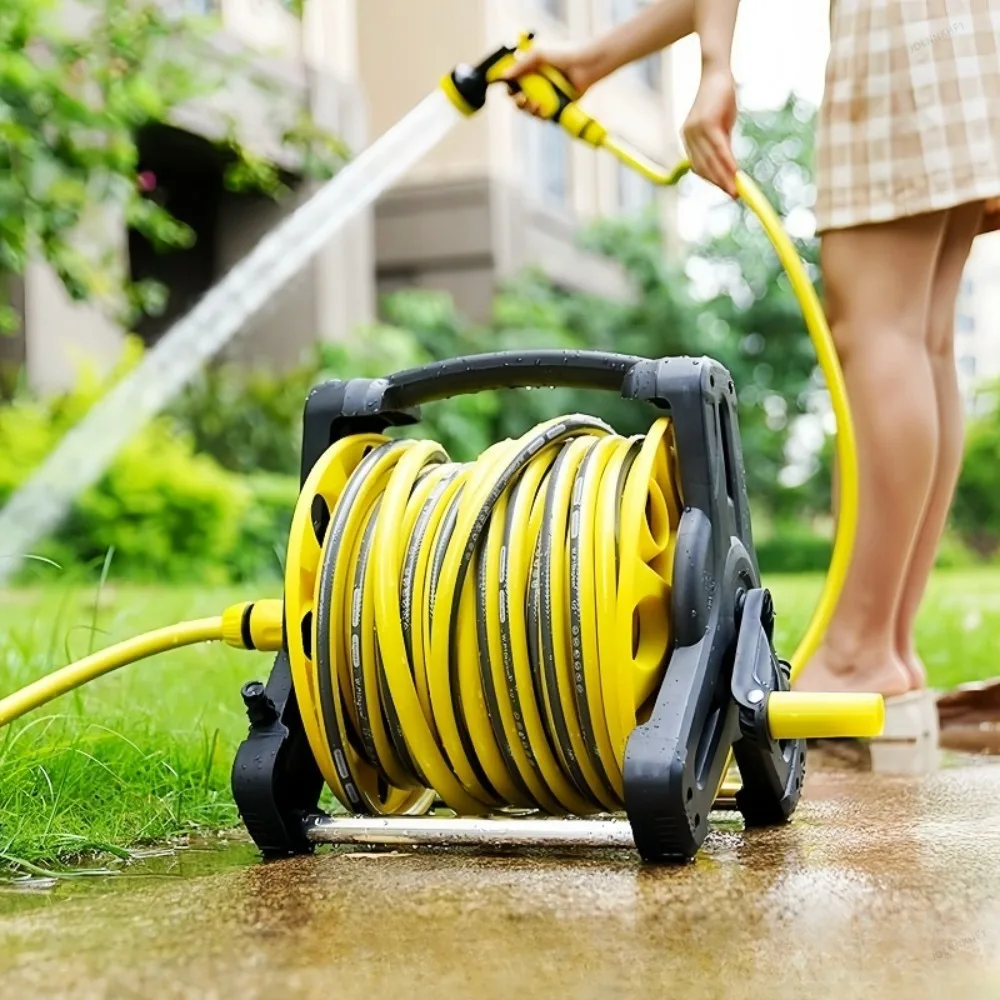 Car Wash Garden Irrigation Pipe Plant Flowers Heavy Duty Cart Portable Garden Hose Reel PVC Water Hose Pipe Reel with Cart