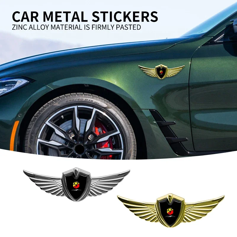 

3D Metal Wings Emblem Car Side Mark Window Trunk Sticker Decal For Fiat Abarth 595 Abarth 500 Abarth 124 Spider Car Accessories