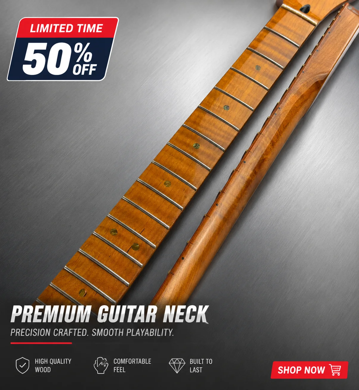 ST/TLStyle Roasted Flame Maple Guitar Neck 22 Frets Glossy Finished Tele Electric Guitar Neck Replacement DIY Parts