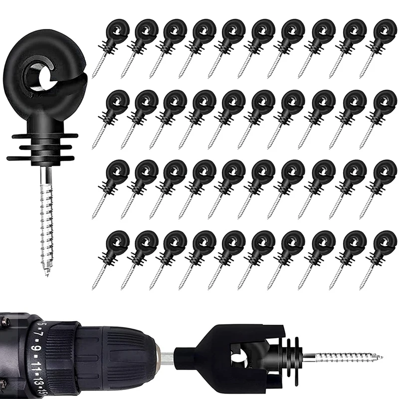 

40Pcs Ranch farming fence accessories rubber nails insulation nails Electric Fence Ring Insulator Tape Wood Post Screw-InScrew