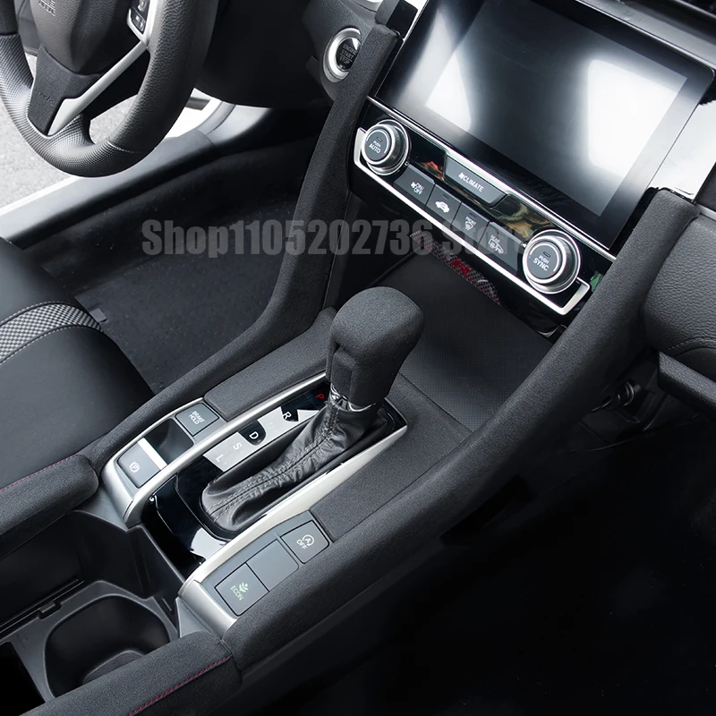 Door Panel, Side Cup Panel Strip Fit for HONDA CIVIC 10th 2016 2017 2018 2019 2020 2021 TOP SUEDE Overlays Grey Interior view 4