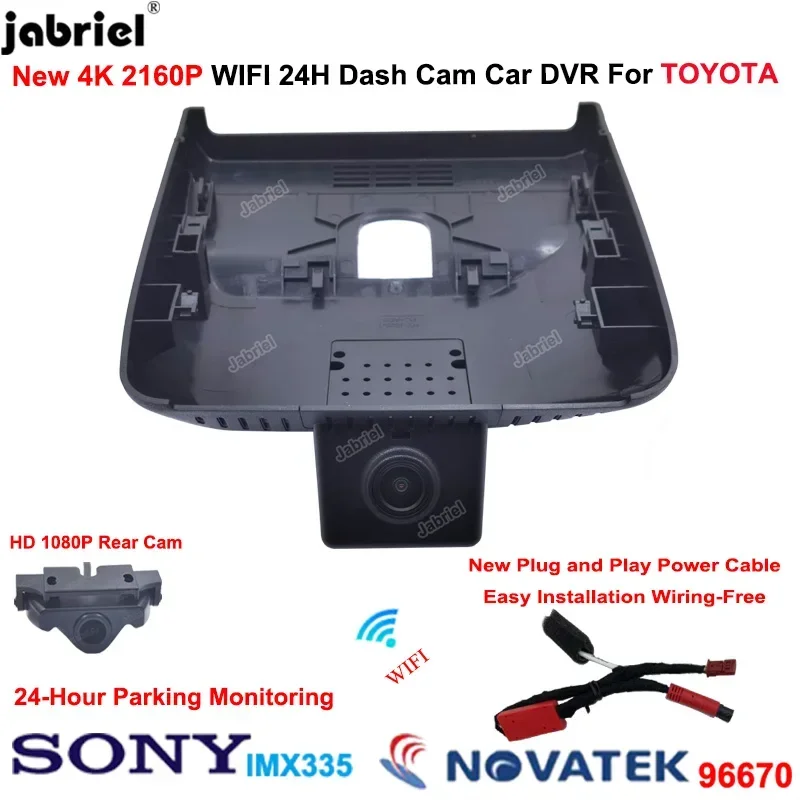 For Toyota bz4x X-mode Pro 2021 2022 2023 4K Dash Cam Front and Rear Camera For TOYOTA BZ4X 2022 UHD APP Car DVR Video Recorder