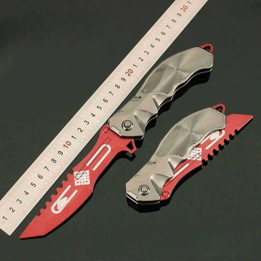 27cm 토끼 접이식 칼 게임 ARENA 브레이크 아웃: INFINTE 모든 금속 모델 복제 소품 군사 Tainning 칼 안전 블레이드 완구