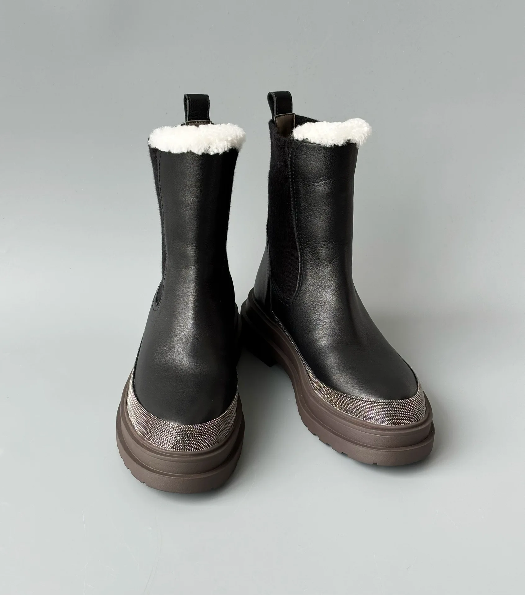 Botas de nieve cálidas de lana de cordero de invierno nórdico marchito, botas Chelsea para mujer, botas de chimenea Retro minimalistas para niñas