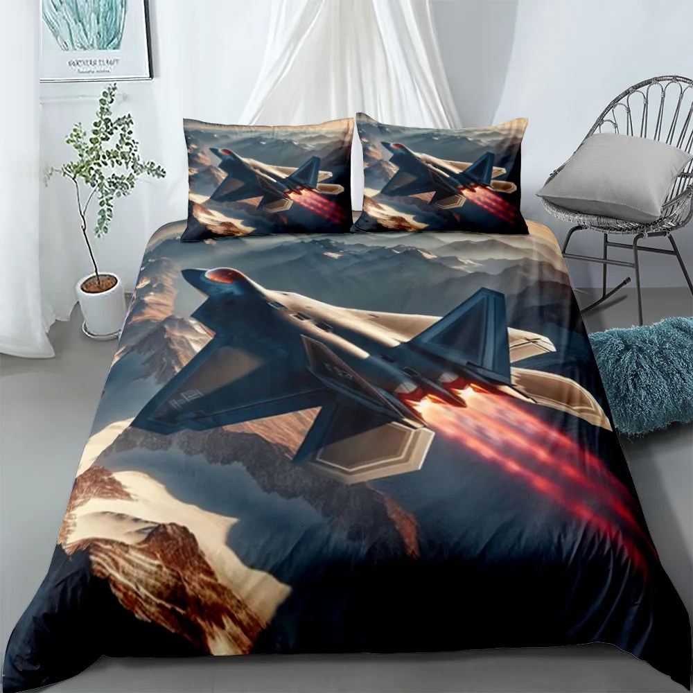 Raptor Fighter Jet Duvet Cover Set Usa King Queen Double Full Twin Single Size Bed Linen Set