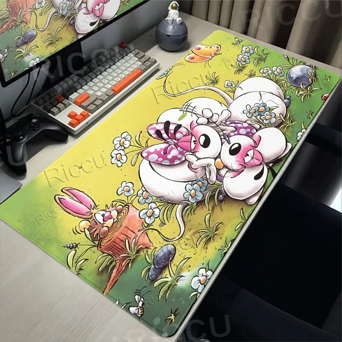 D-Diddl Mouse Pad Anti-slip Home Cartoon Custom Ergonomic Office Aesthetic Rubber Extended Desk Mat Keyboard PC LockEdge Carpets