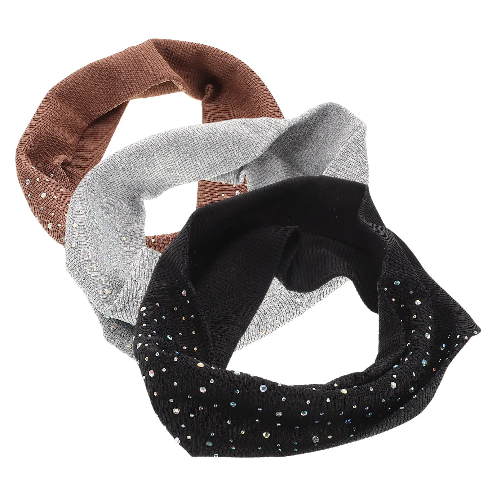 3Pcs Sports Headbands Rhinestone Wide Elastic Hairbands Workout Yoga Running Sweat Absorbing Fitness Hair Accessories