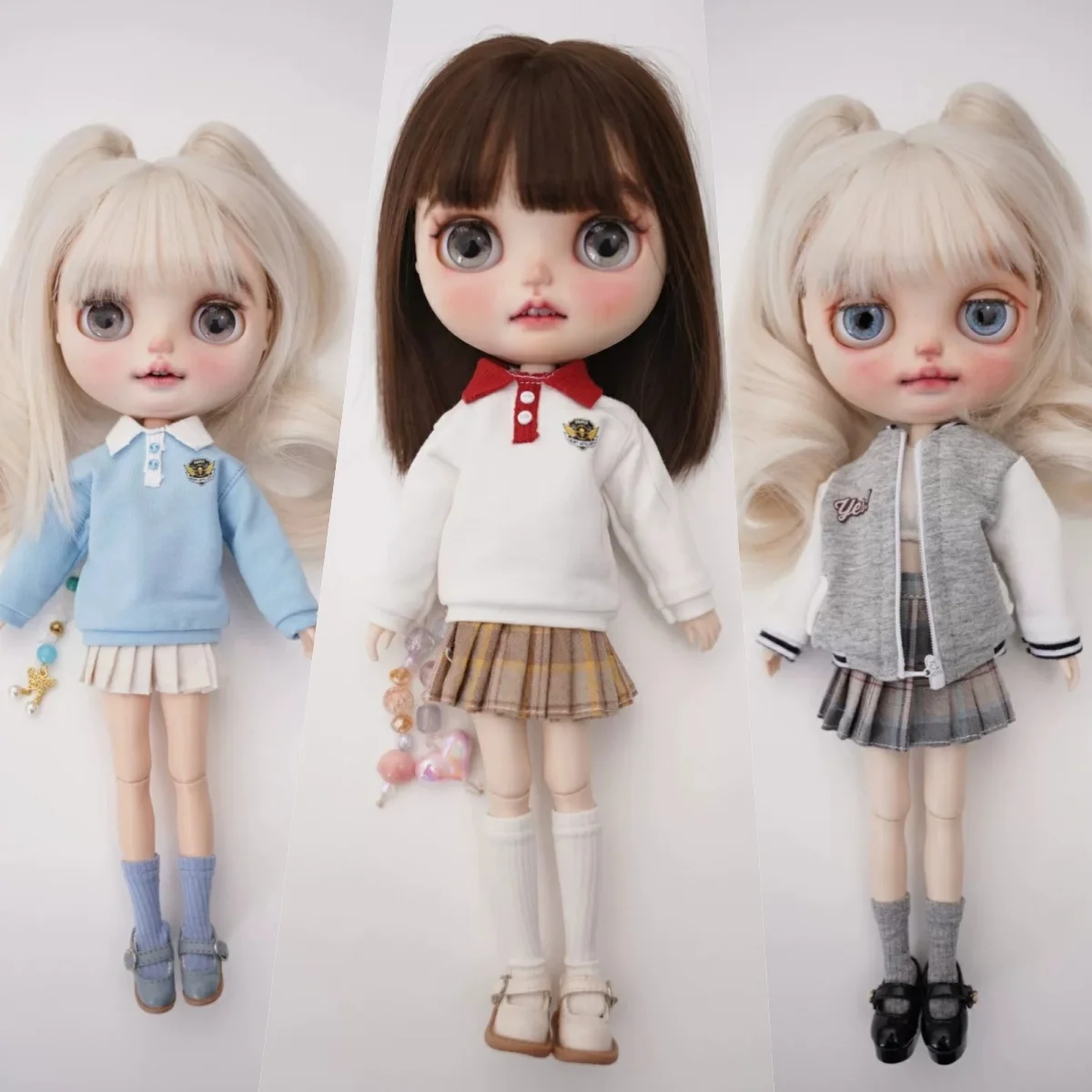 

【Clothing Only】Female Doll's Clothing Accessories Lapel Hoodie Baseball Jacket Fit Girl Action Figure Toys For Blyth OB22 OB24
