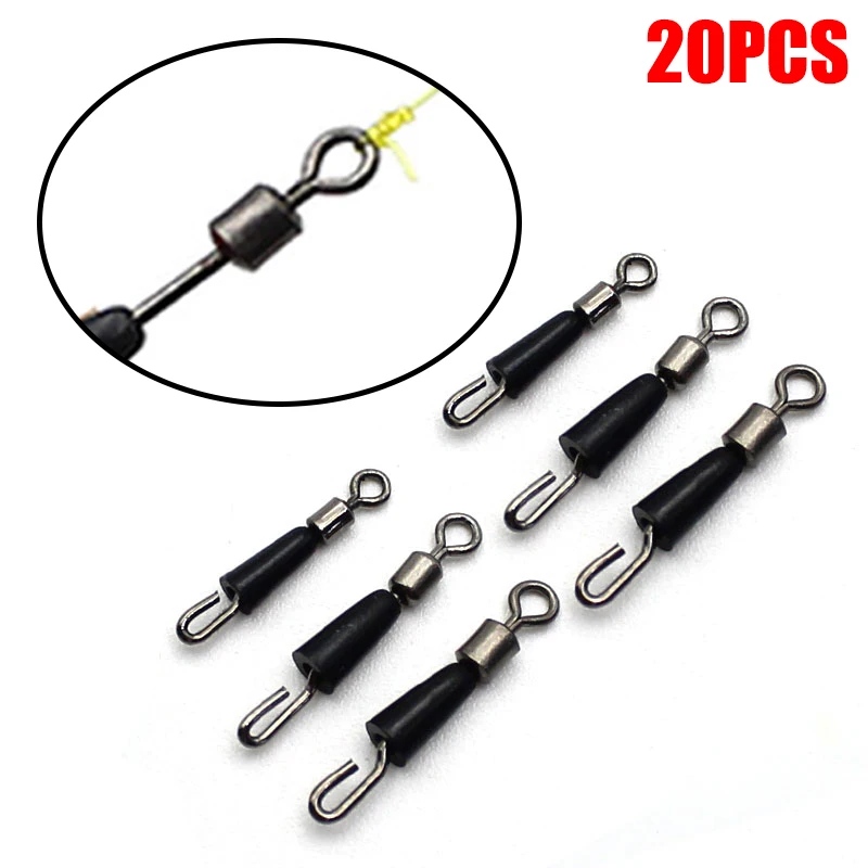 20pcs Fishing Tackle Connector Feeder Fishing Accessories Swivel Snaps For Carp Carp Fishing Quick Change Feeder Swivels Method