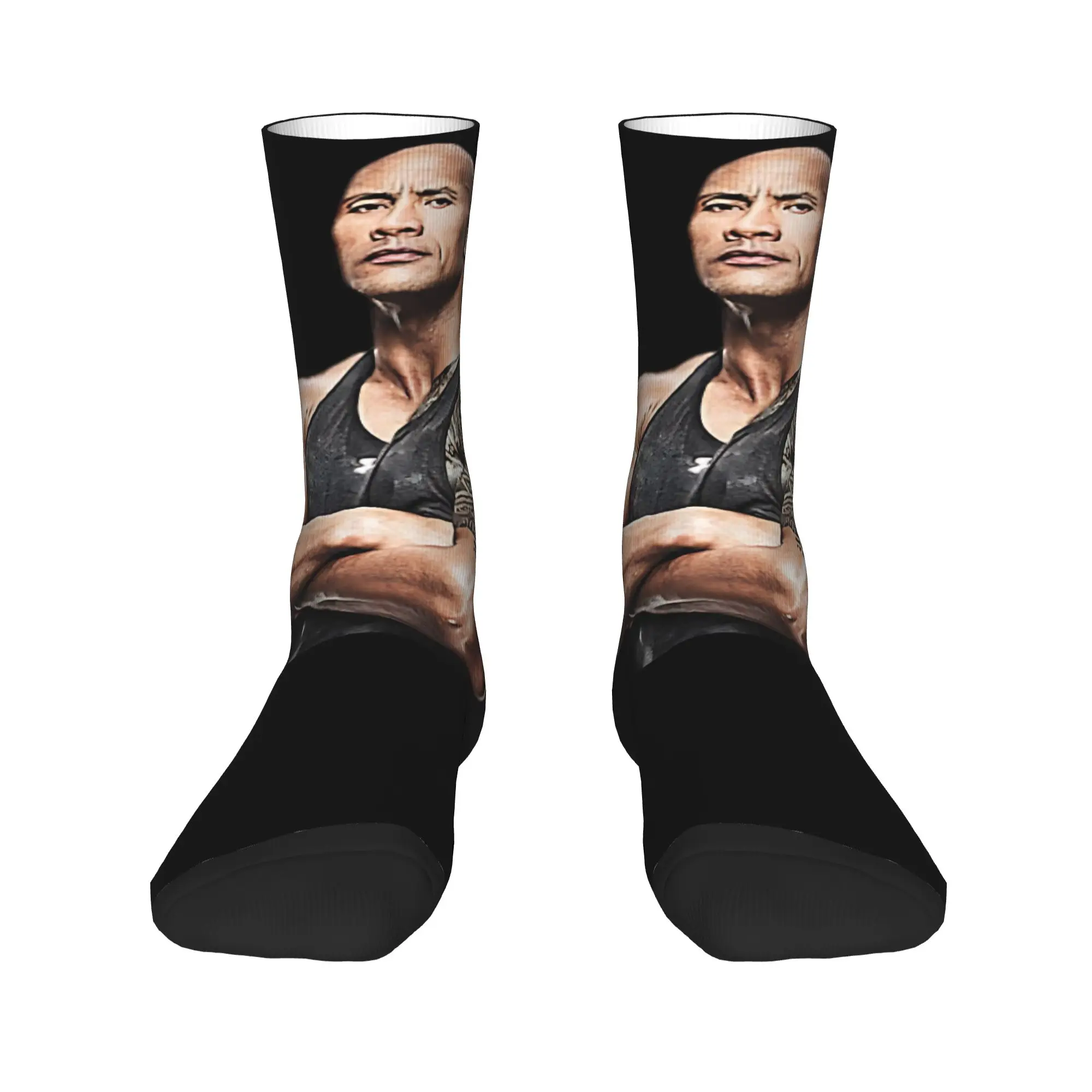 Dwayne Johnson Strong Arm Socks  Fashion Stockings Autumn Non Skid Adults Men Socks Comfortable Design Climbing Socks