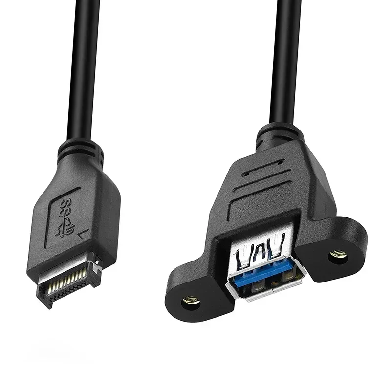 Cable de conexión de placa base trasera USB 3,0 hembra tipo e para ordenador con tornillos de montaje en Panel para asegurar Cable de datos