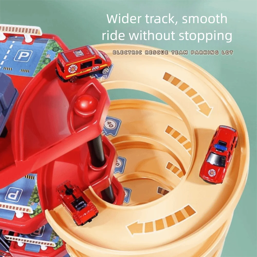 

Multi-layer Track Car Parking Kits Car Sliding Simulation Design DIY Assembled Runway Building Model Manual Drive Fire Vehicle