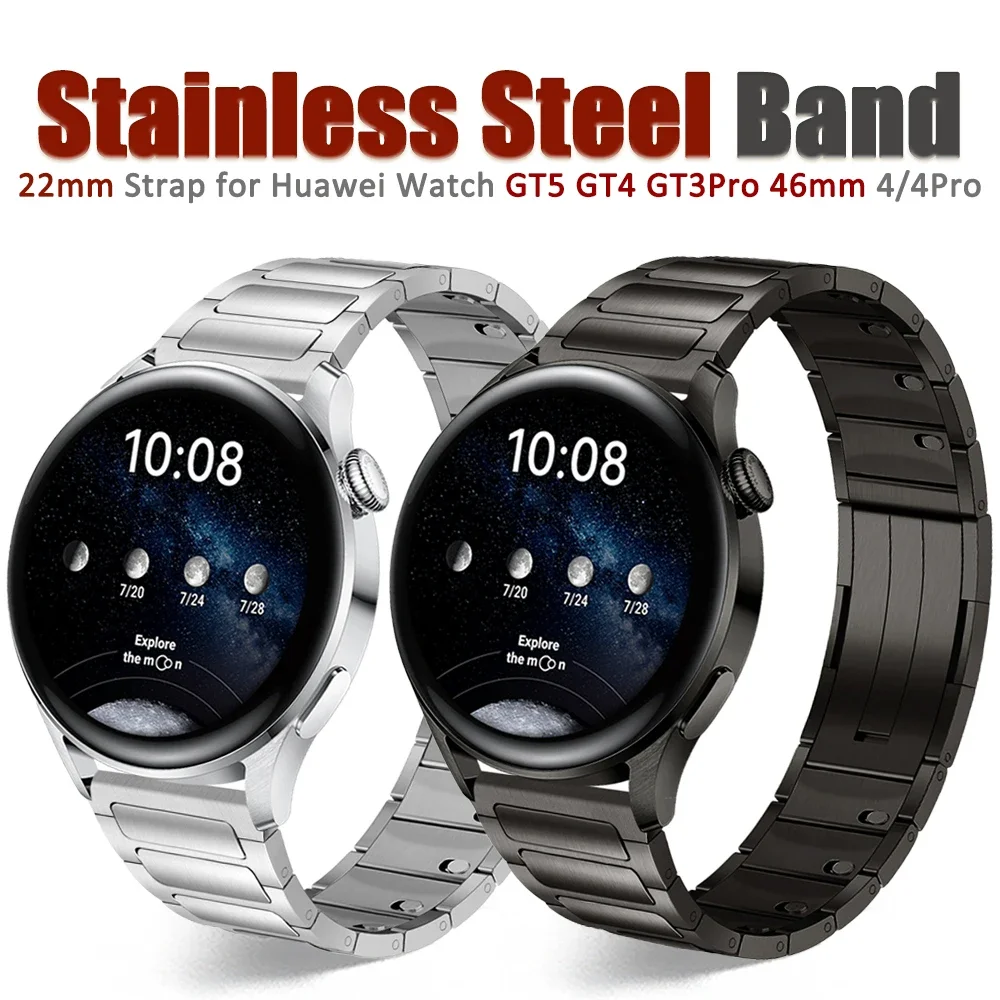 

22mm Quick Fit Bracelet for Huawei Watch GT5 GT4 GT5/3 Pro 46mm Stainless Steel Luxury Band For HUAWEI Ultimate 4 4Pro Men Strap