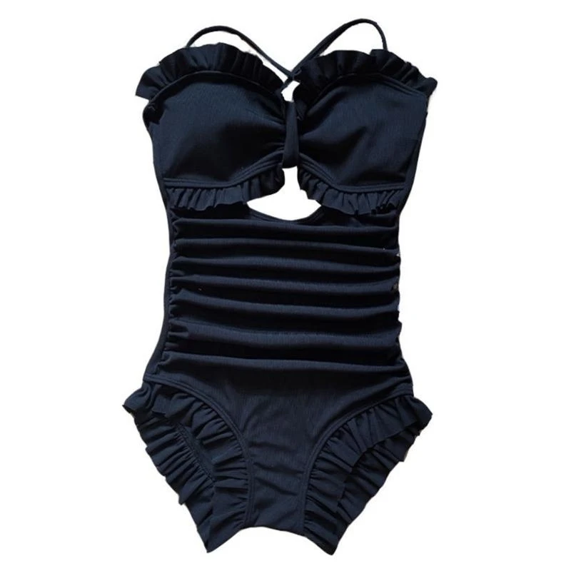 P9FC Women Swimsuit Ruched Tummy Controlled Monokini Swimswears Backless Bathing Suit Breathable Quick Drying for Beach Pool