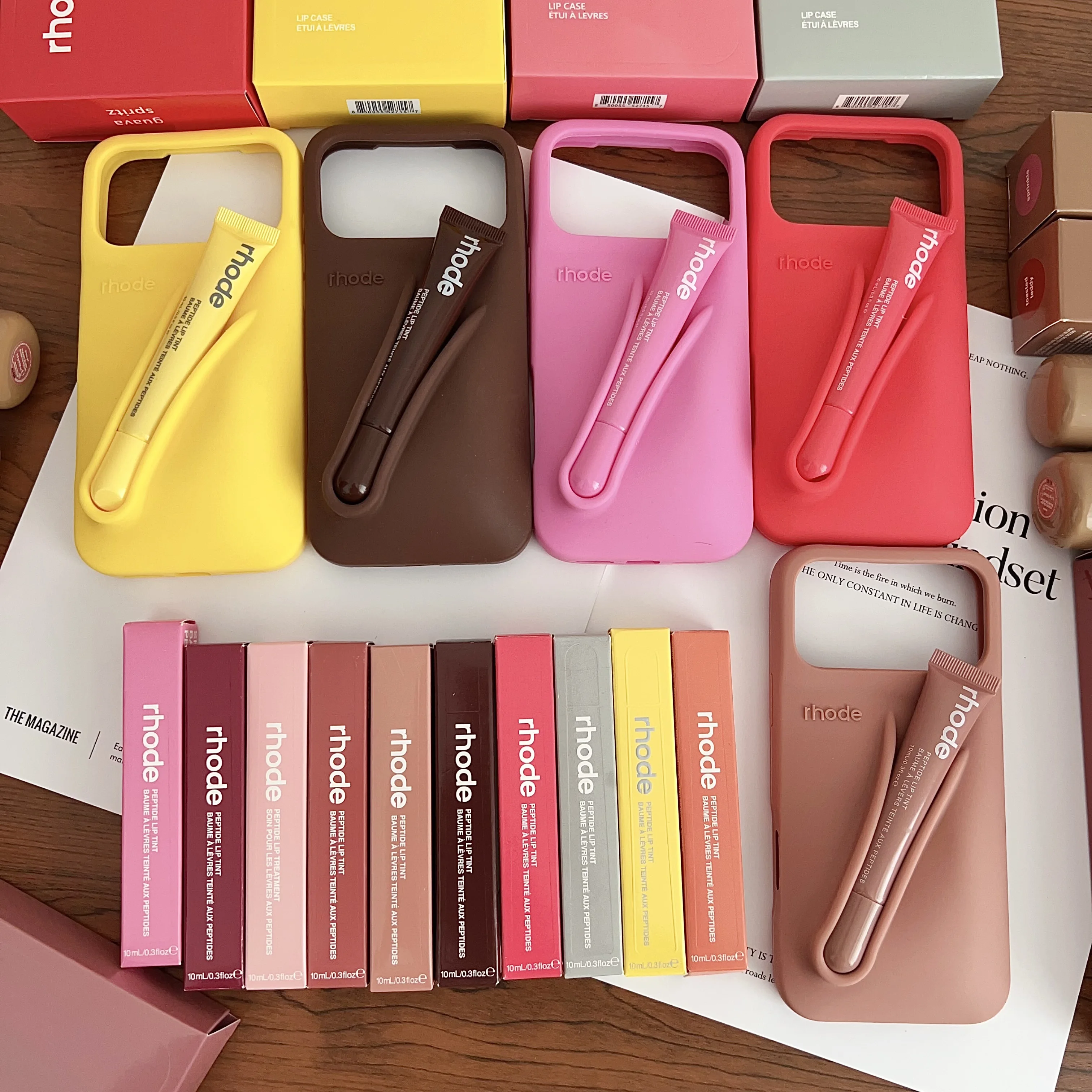 Cinta tostada Espresso Lemontini brillo de labios funda de teléfono para iPhone 17 Air 12 13 14 15 16 Pro Max Plus lápiz labial cubierta de Color sólido