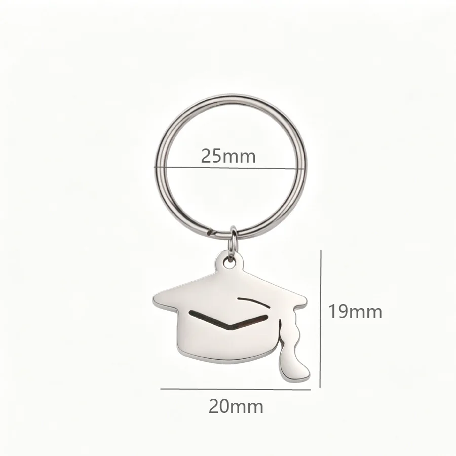 Fnixtar 10pcs Stainless Steel Graduation Cap Pendants Keychain DIY Jewelry Making Hat Pendant Keychains Bag Charms