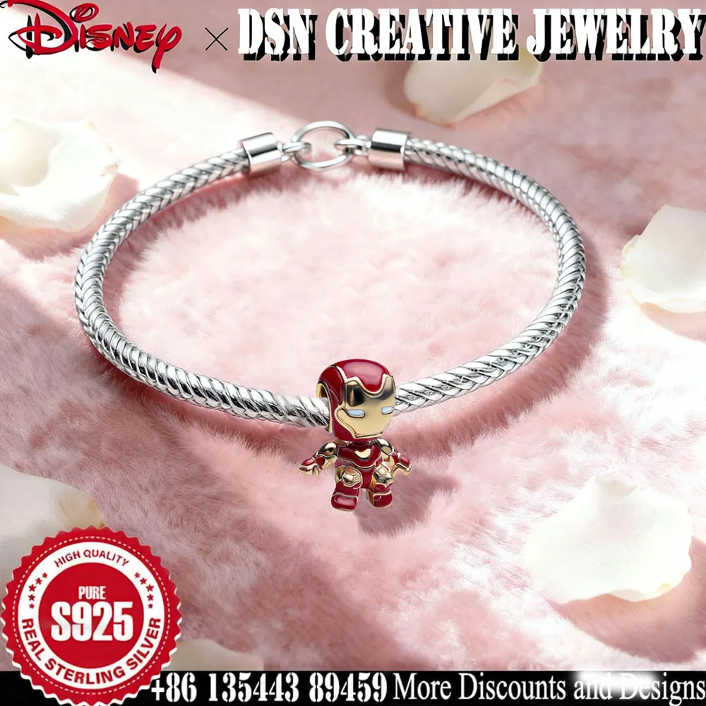 

Disney 925 Silver Marvel iron man Charm Beads - Customizable Superhero Jewelry for Women
