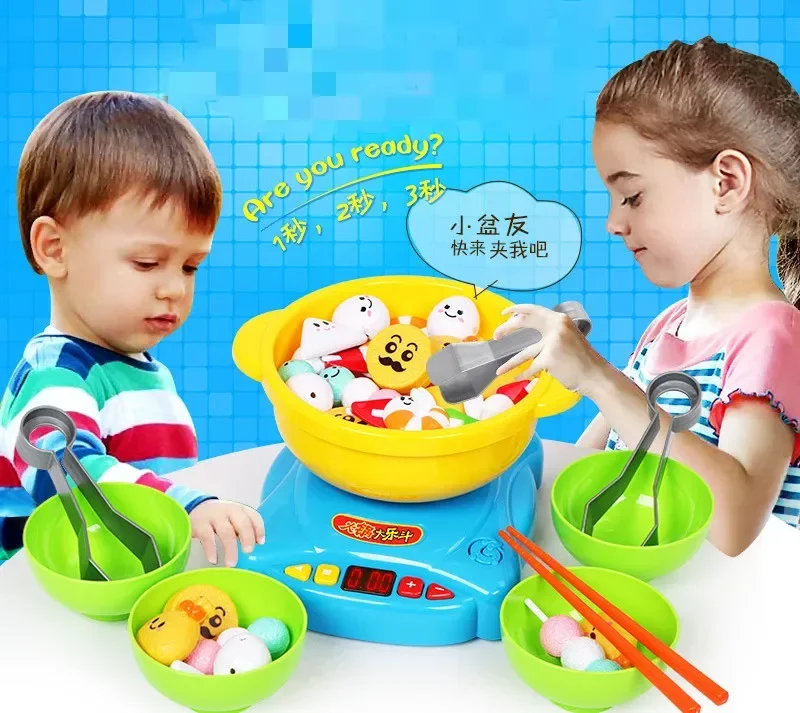 Simula pentola calda per bambini girevole utensili da cucina per bambini set di giocattoli articoli da cucina casa da gioco giocattolo interattivo regalo di compleanno per bambini