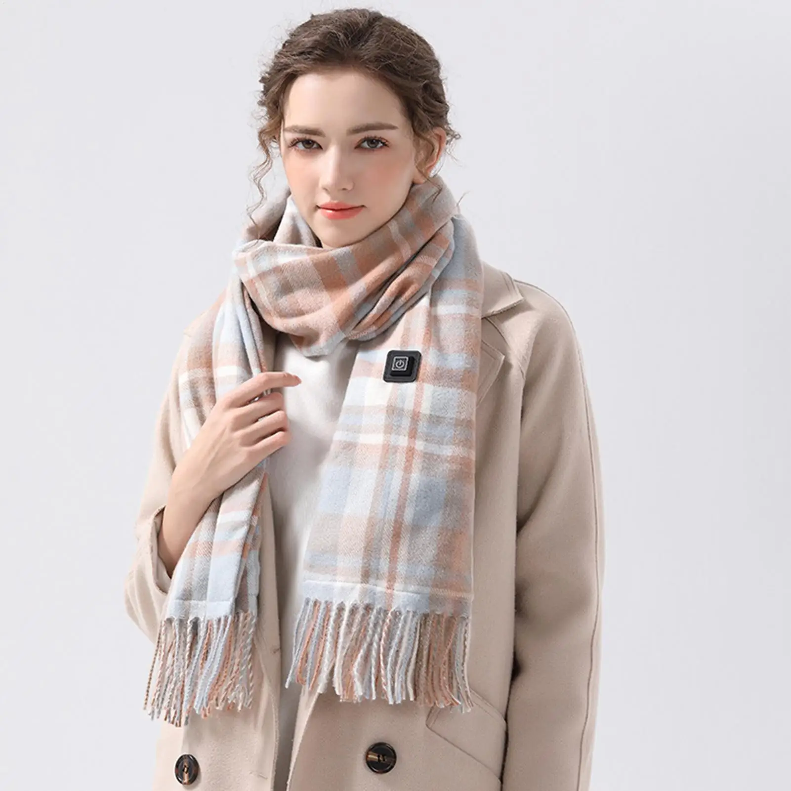 

USB Heated Scarf with 3 Heating Modes, Plaid Thermal Winter Scarf for Men Women, Smart Heating Neck Warmer for Cold Weather