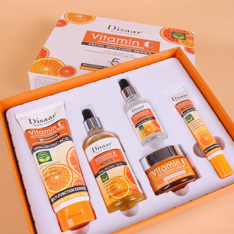 5PCS Disaar VC Skincare Set, Brightening Face Kit for Tone Correction Oil Balance & Spot Fade