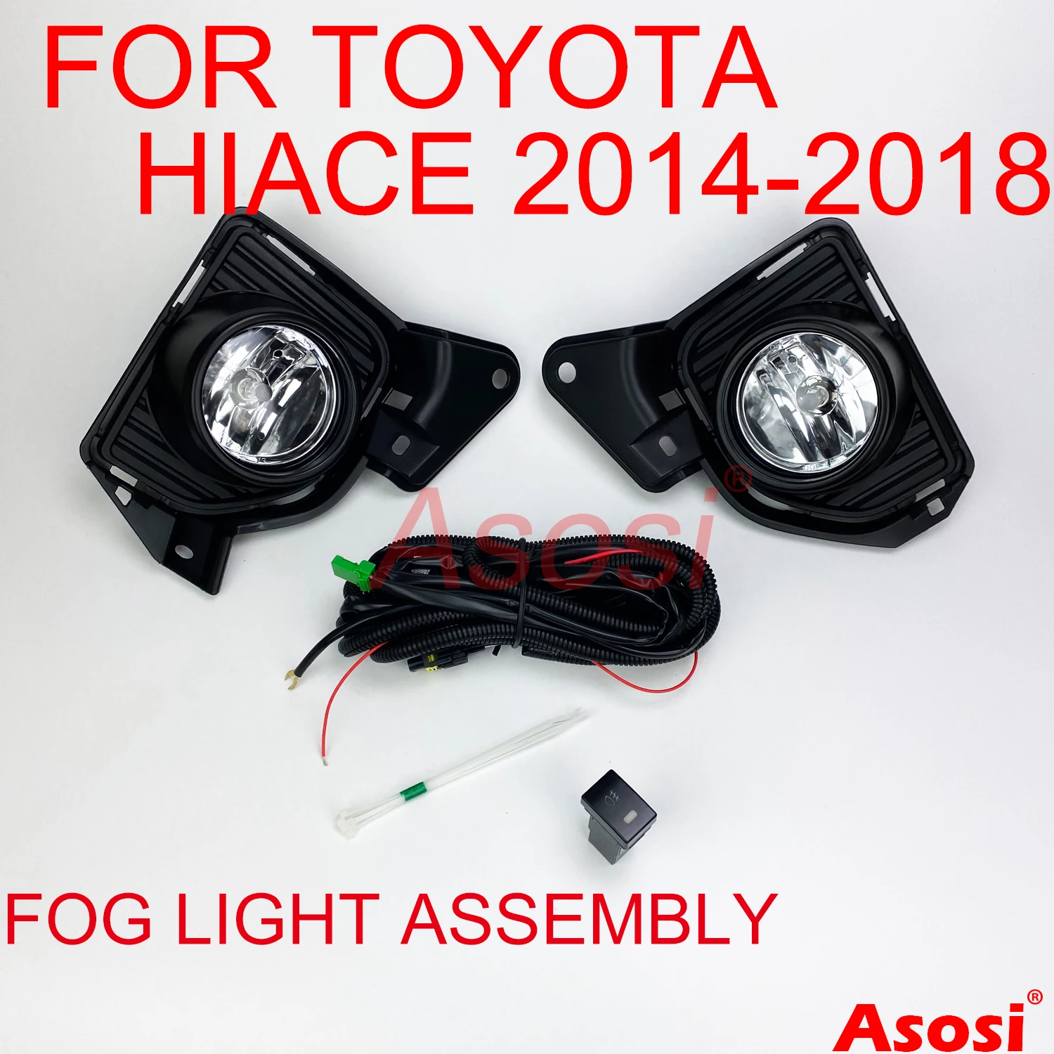 Front Bumper Fog Lights Assembly For Toyota Hiace TRH/KDH 2014 2015 2016 2017 2018 Left & Right Side With Bulb Switch Wire Bezel