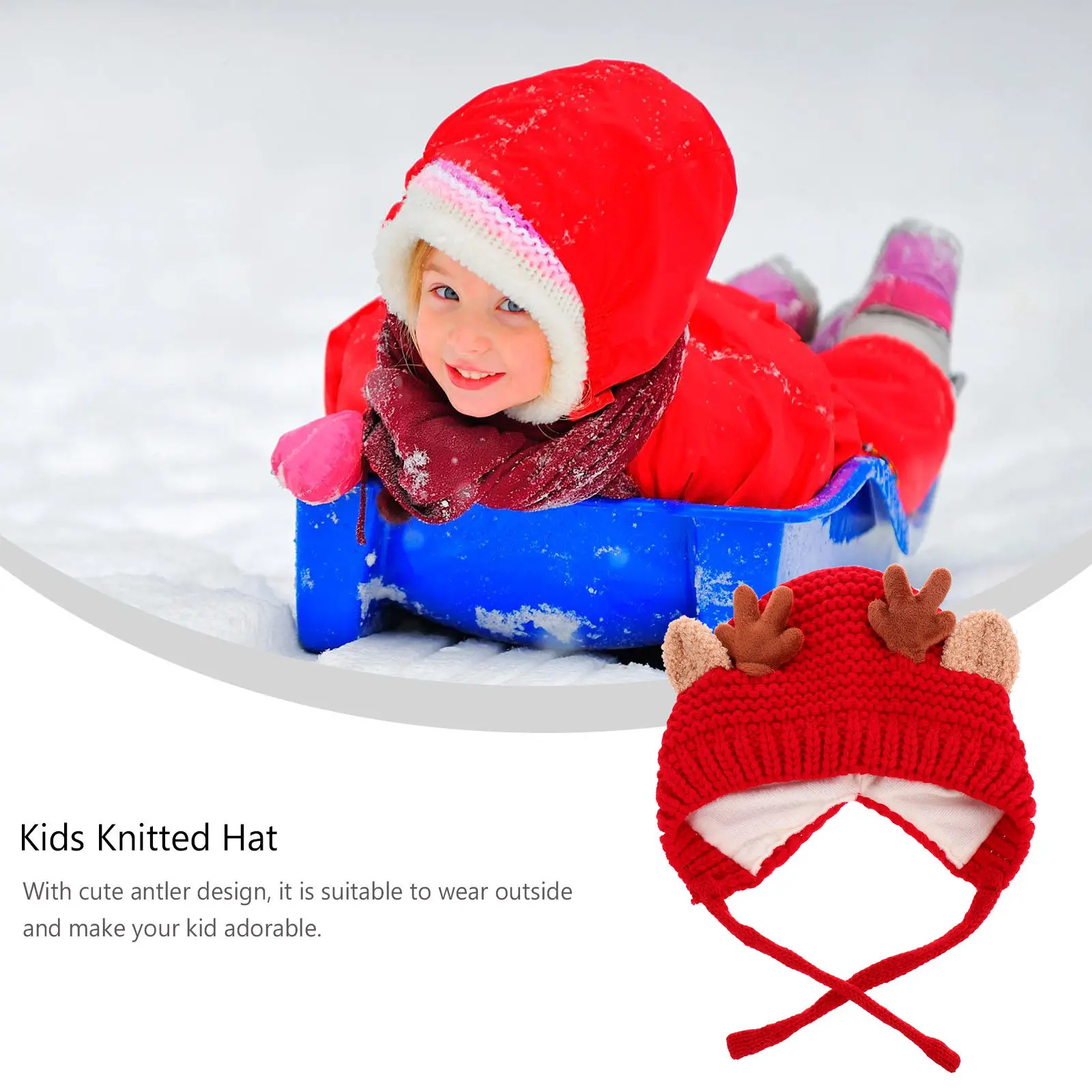

1 шт. Детская шапка с оленьими рожками, мягкая вязаная теплая зимняя шапка с 3D-дизайном в виде оленьих рогов, модный праздничный подарок на Рождество для детей