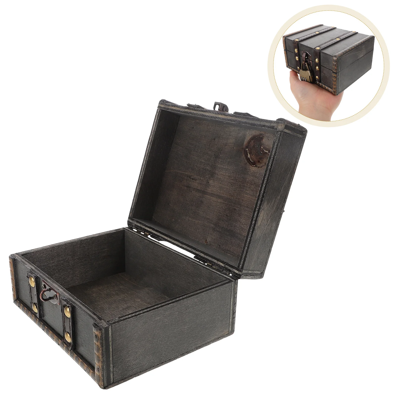 

Retro Distressed Vintage Wooden Jewelry Lockable Storage Chest Earrings Necklaces Bracelets Keepsake Organizer Treasure Chest