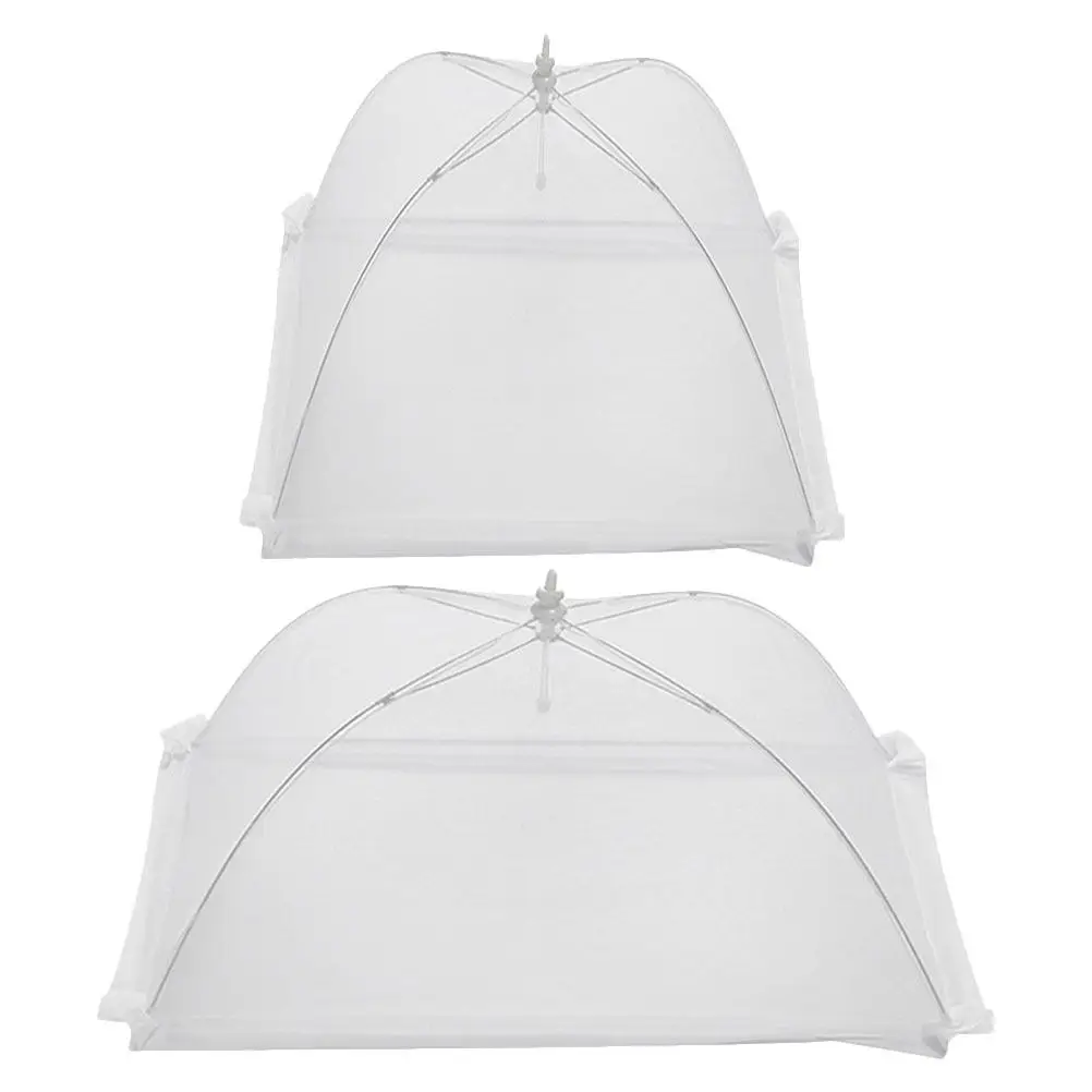 2Pcs Heavy Duty Food Cover with Smooth Round Handle Food Protecting Cover for Home Kitchen Hotel Dust Fly Insect Proof Mesh Tent