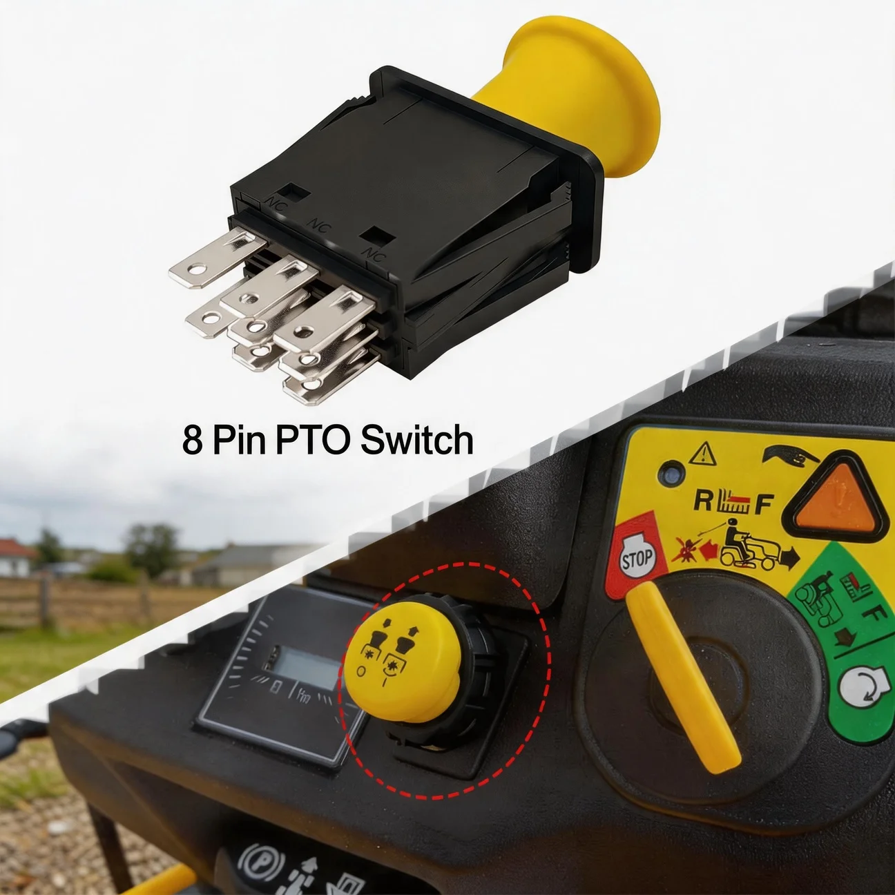 8 Pin 10 AMP PTO Clutch Switch Interrupteur PTO Clutch Electronic Push Button Switch for Various Models of Lawn Mowers